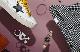 Bloomingdale's MENS GIFTING - Golden Goose - Sneakers AED 1925 AMI - Jacket - AED 1250 D1 Milano - Ultra Thin Watch AED 1450 Off White - Keyring AED 460 Brunello Cucinelli - Leather Wallet AED 1600 Miansai -