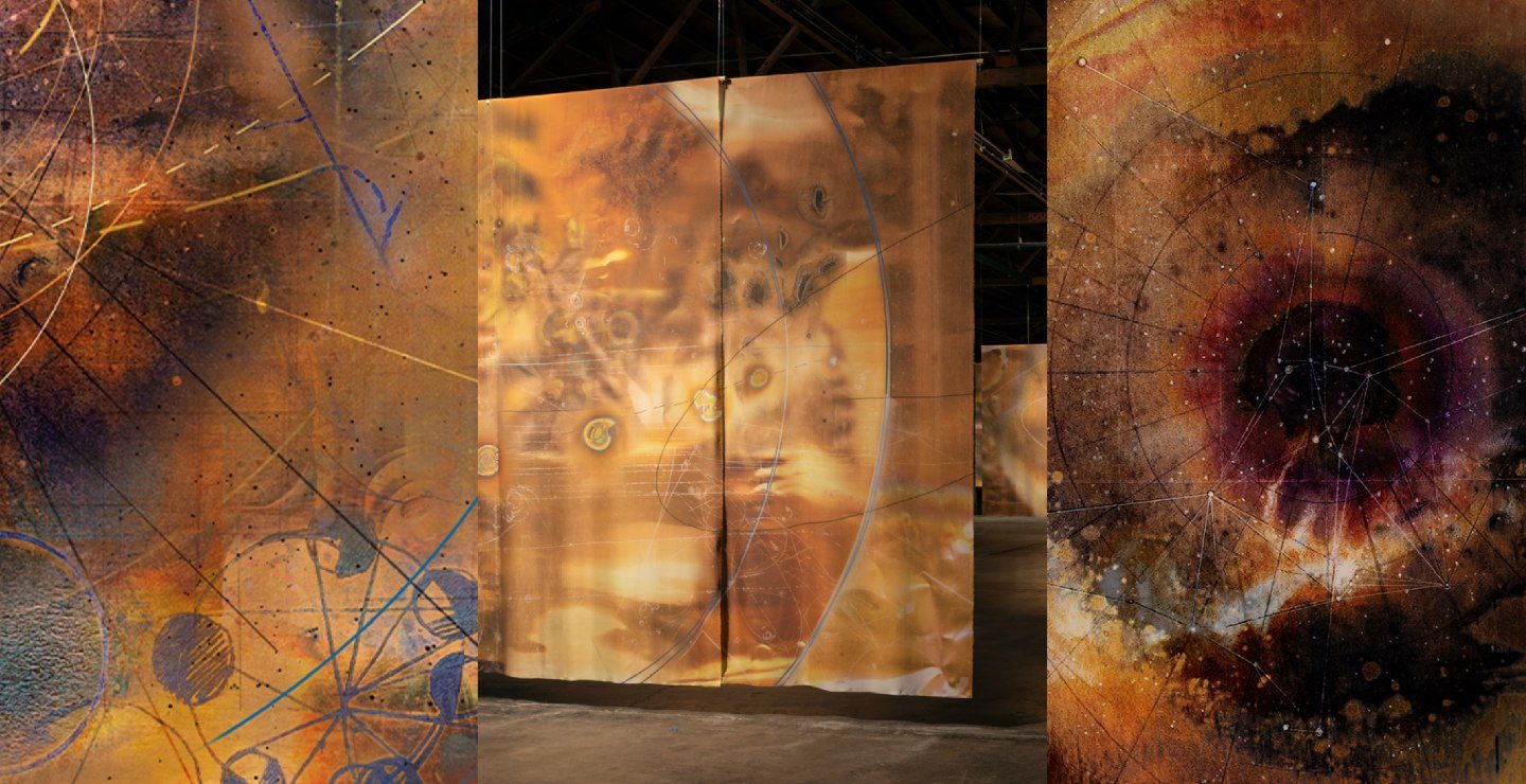 Rohini Devasher, Latent Fields. Inkjet print on habotai silk.